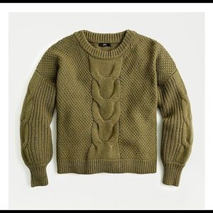NWT Jcrew cable knit balloon sleeve sweater size L